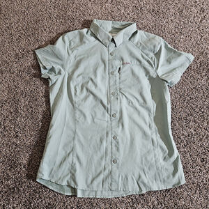 Columbia Kestrel Trail Lite Short Sleeve Women's Button-Up Shirt Size Xl Green